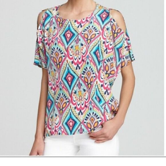 LILLY PULITZER 100% Silk Trace Crown Jewels Blouse Teal Pink Women’s Size Small - Picture 1 of 6